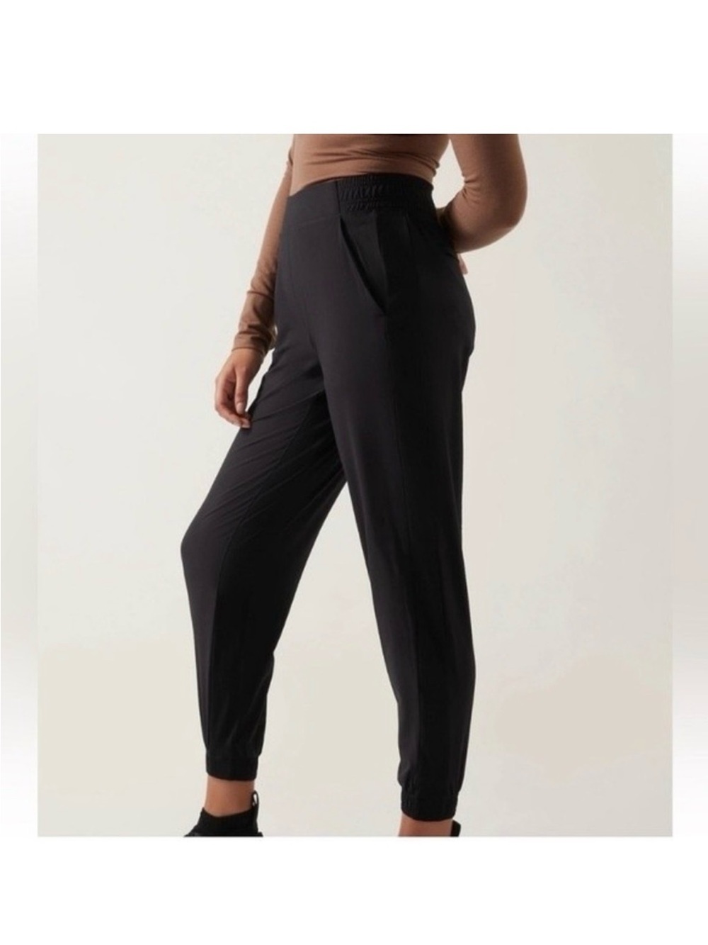 ATHLETA Brooklyn Jogger Pants Black Size 10 elastic hem